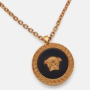 Versace Gold and Black Medusa Pendant Necklace